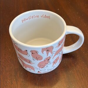 Clay Art Pawsitive Vibes white and pink  Dog Mug